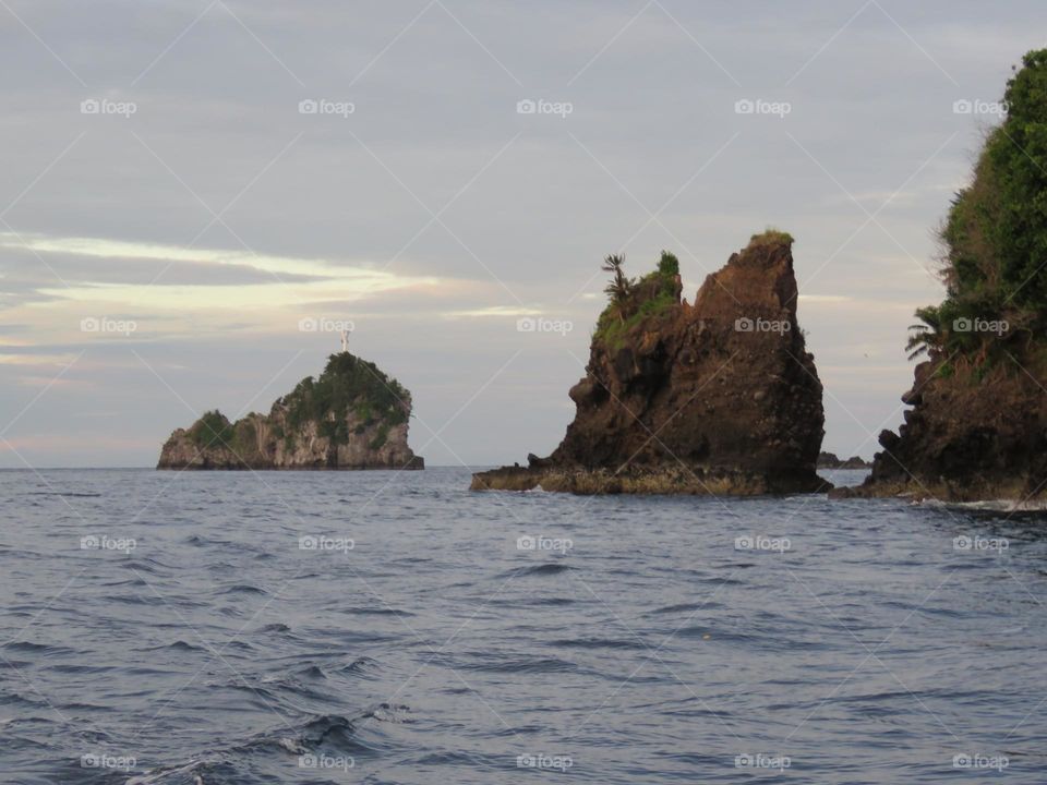 Small islands formed from rough and steep rocks.