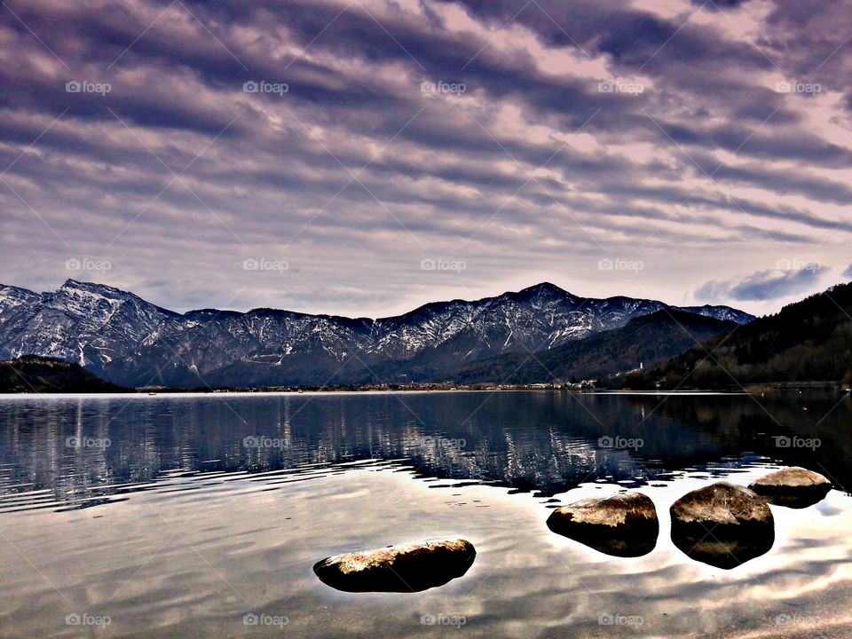Lake sky clouds