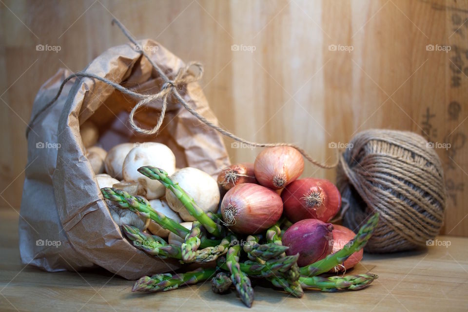 Fresh organic vegetables on table