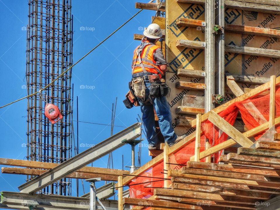 Construction Engineer. Engineer building a skyscraper