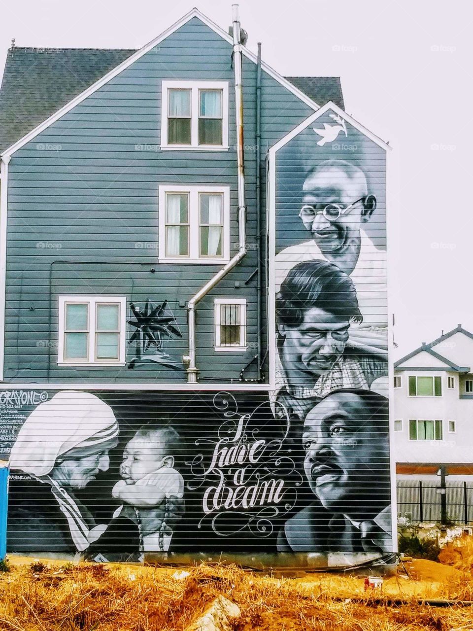 Mural in the Mission.
Mother Theresa, Dr. Martin Luther King, Jr., Cesar Chavez, Gandhi