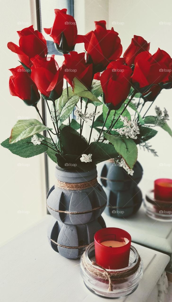 Upcycled vase and candle holder, saved from landfill.