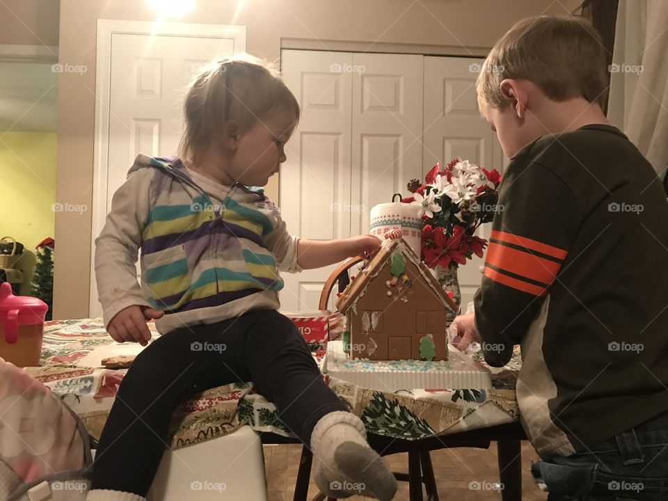 Gingerbread house building fun 