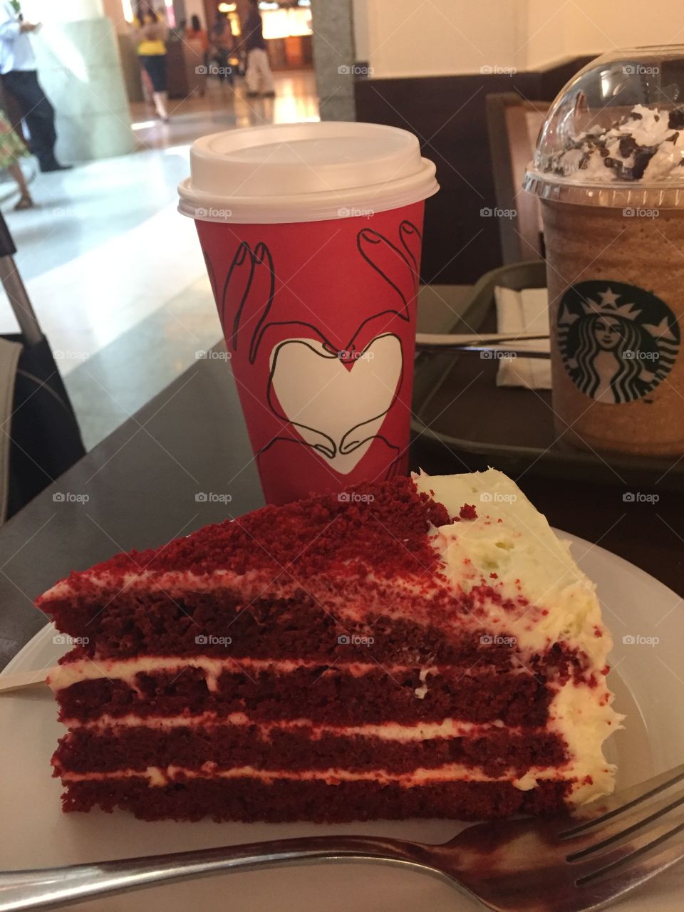 Everything red in Starbucks