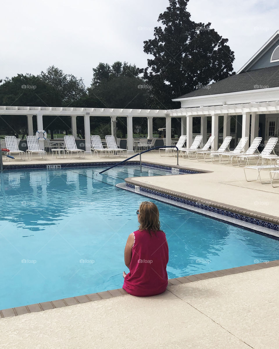 Sitting by the pool on a quiet day