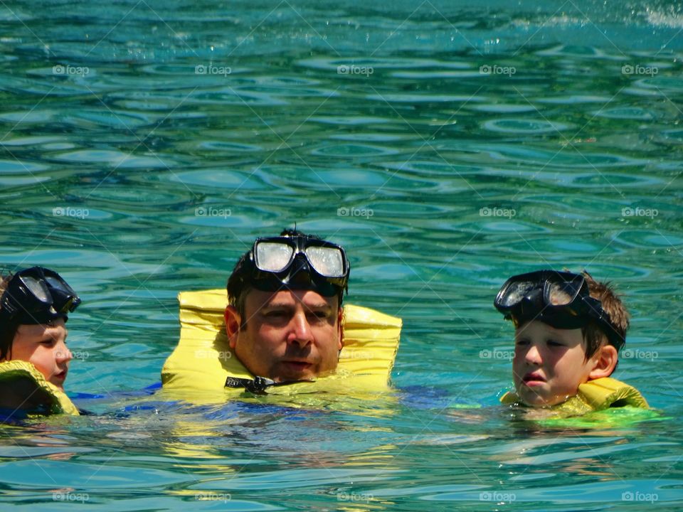 Dad And Son Swimming
