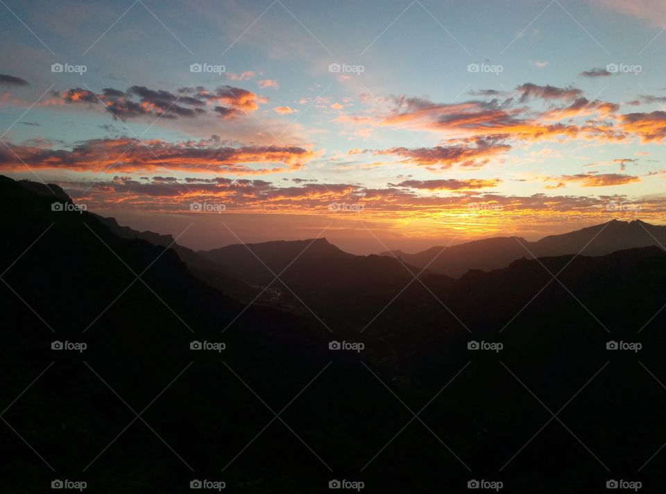 Sunset, Dawn, Mountain, No Person, Landscape