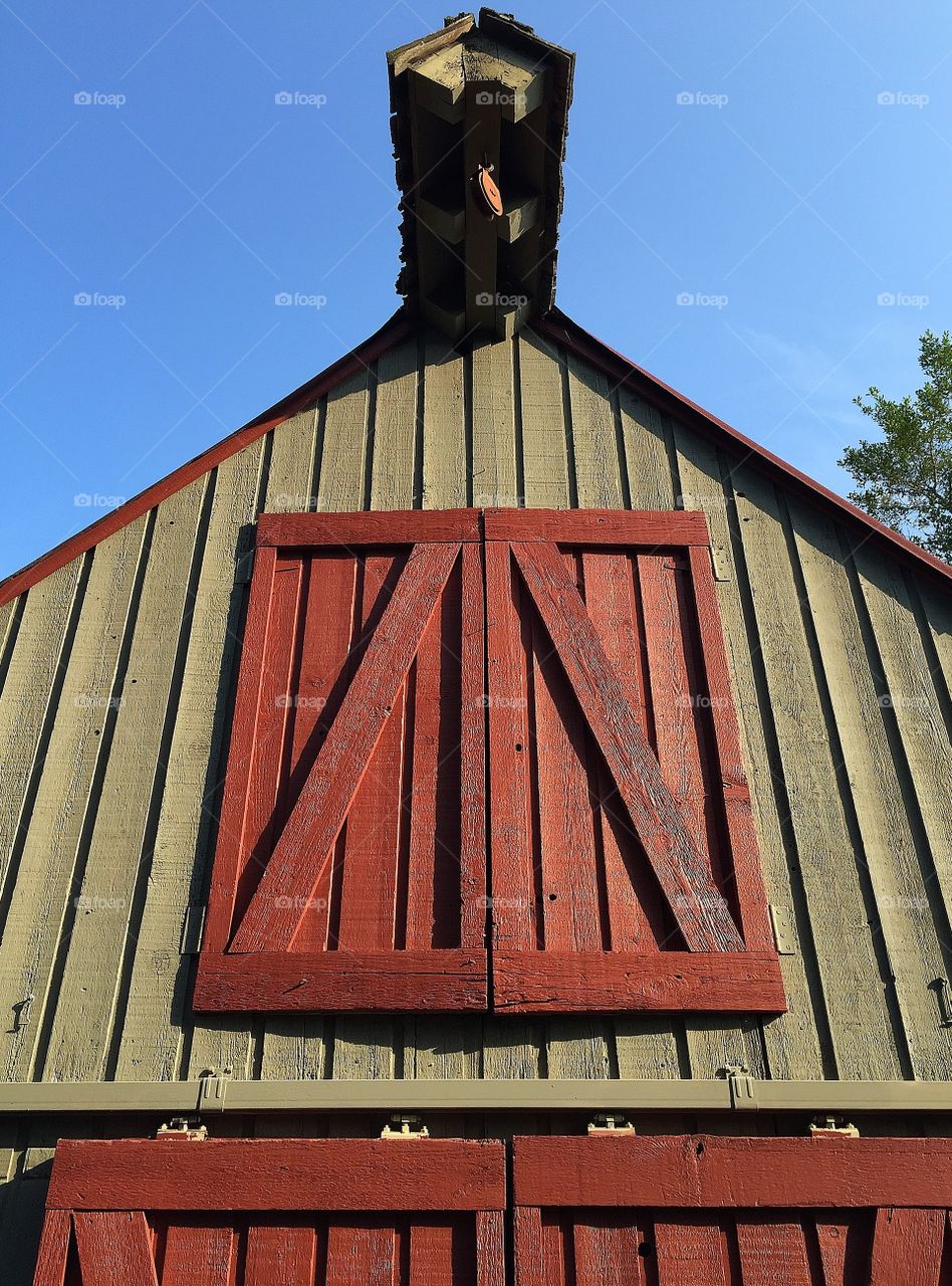 Doors at the top of a  barn