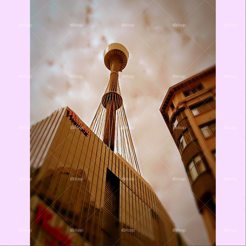 Looking up to Sydney Tower. Shot this photo back one February 2015 when visiting my Family & Friends in Sydney Australia.