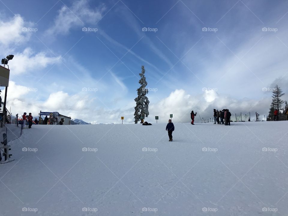 Ski resort in winter landscape