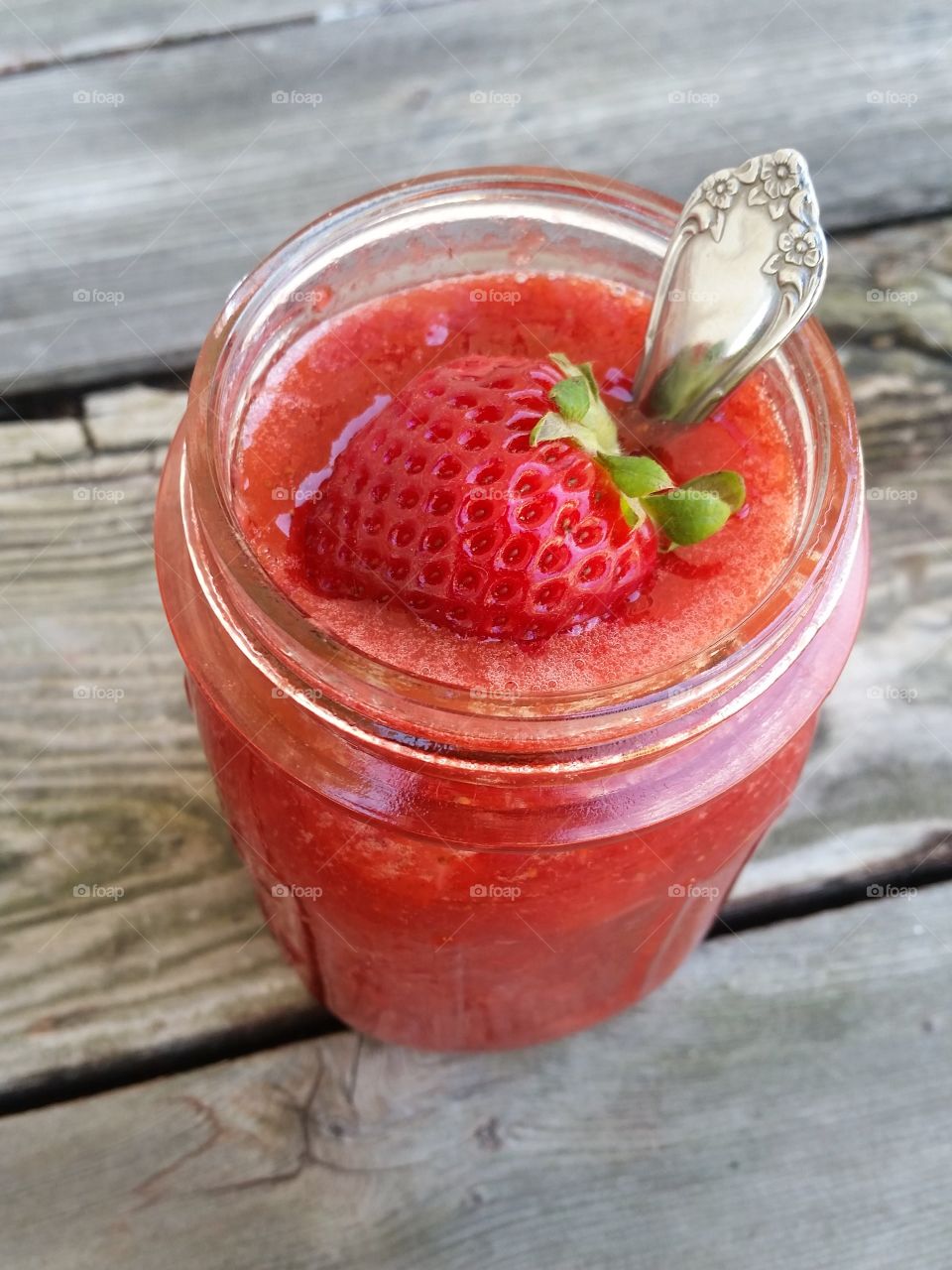 Directly above shot of strawberry jam