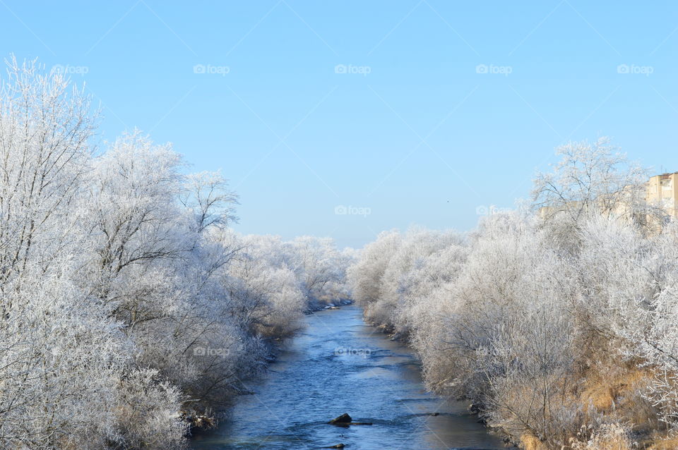 Scenic view of river during winter
