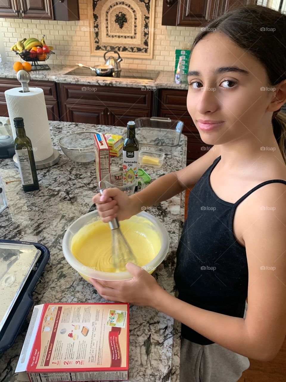 My 11 we are all helping me make our first lemon, strawberry, Jell-O mousse and Jell-O cake. It was very delicious