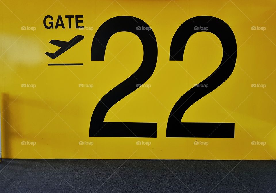 Gate 22 at the airport waiting for boarding