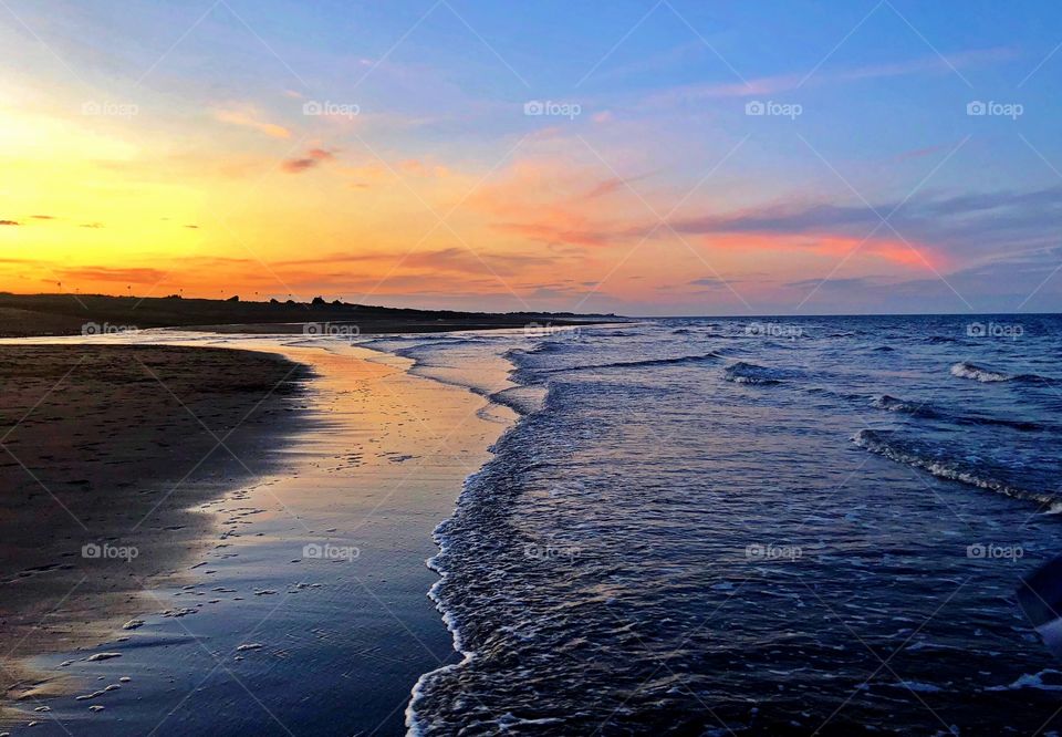 Beautiful Coastline sunset whilst paddling in the sea