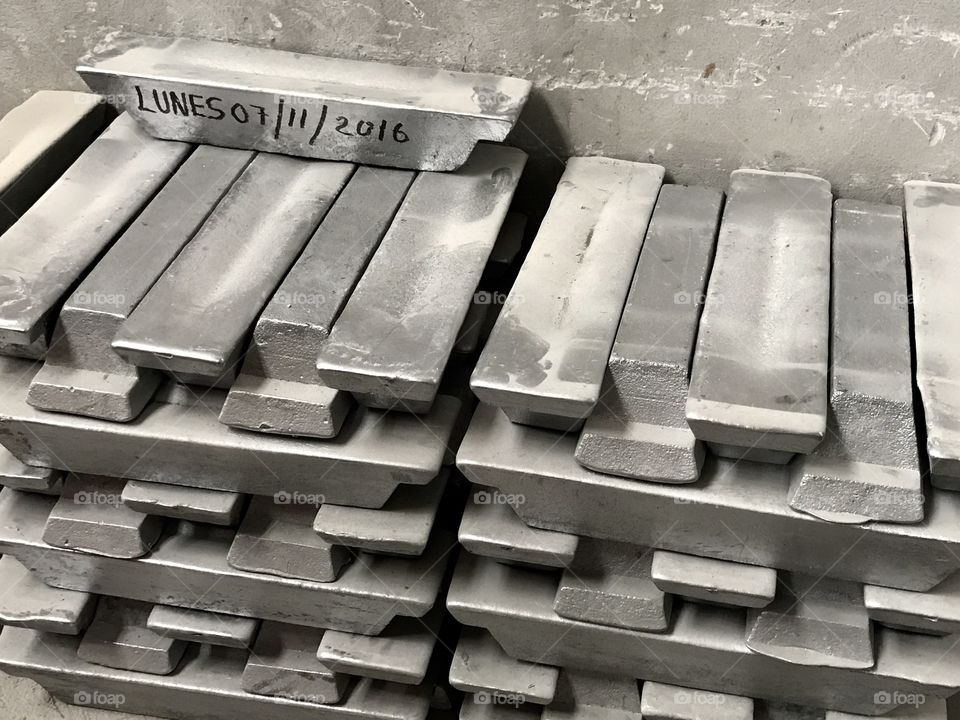 Bars of aluminum to be melted into pewter