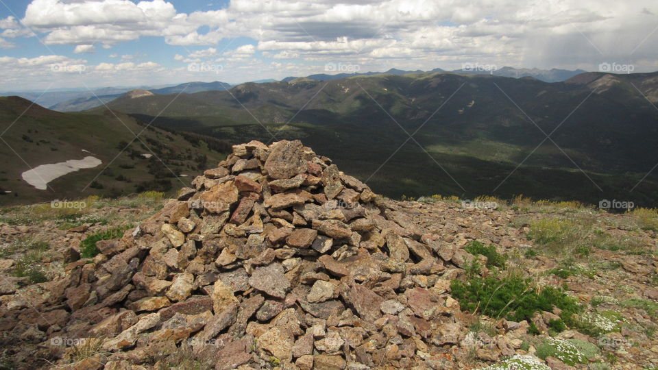 Pile of stones above timberline in the Rio Grande National Forest, Saguache, Colorado