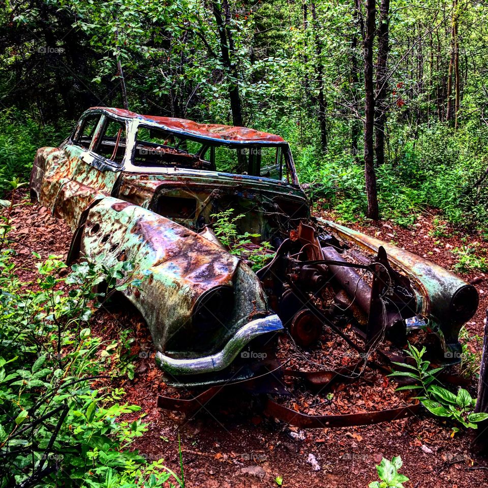Abandoned car along the Ekltuna Trail near Eklutna Lake