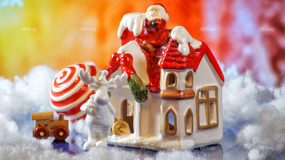 Close-up pictures of the toy town with puppets