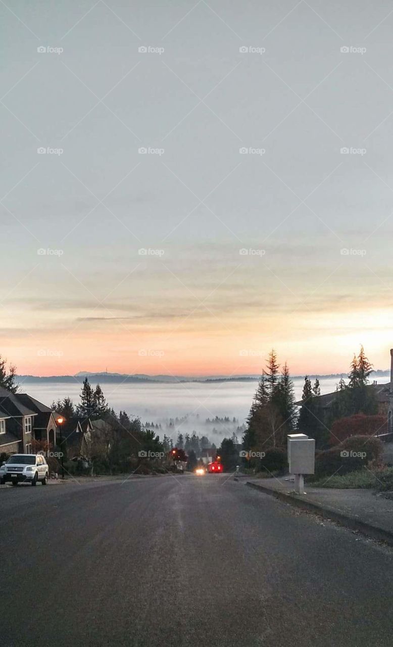 Fog covering Portland Oregon
