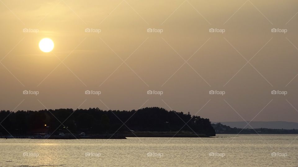 Sunset. Greece Chalkida Lighthouse Sunset