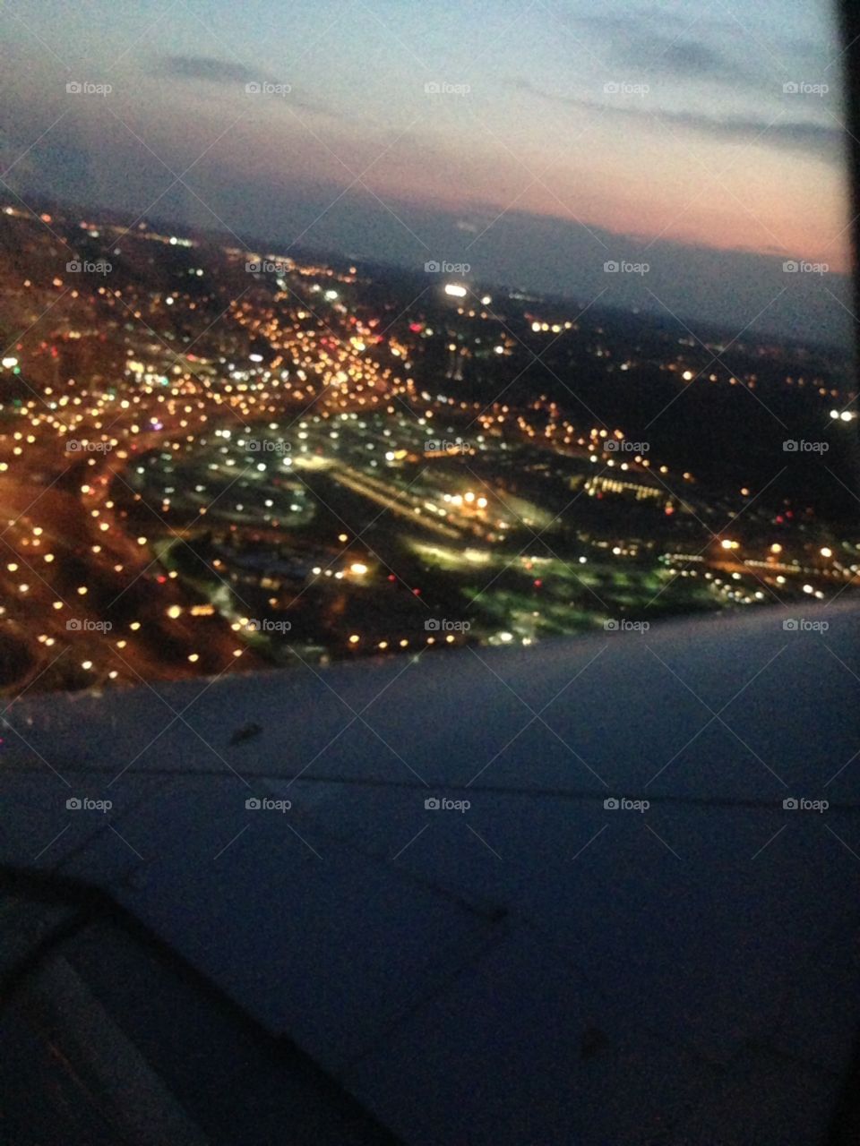 Out the window of an airplane.
