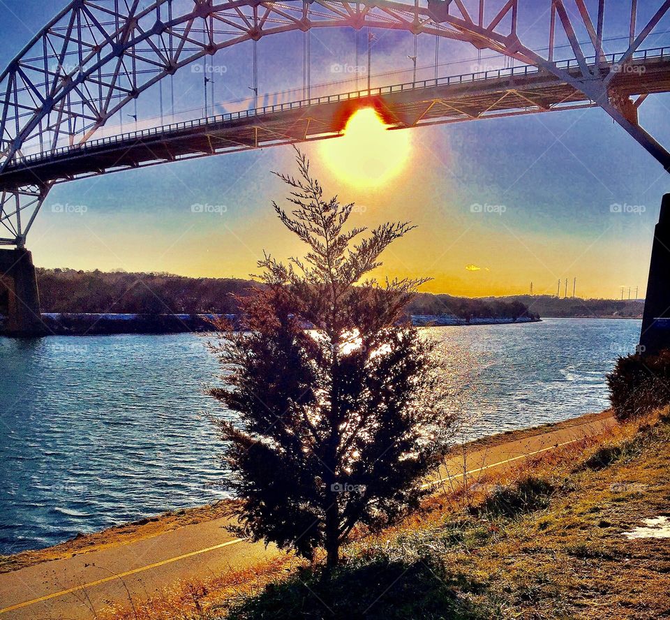 A brisk walk under the bridge