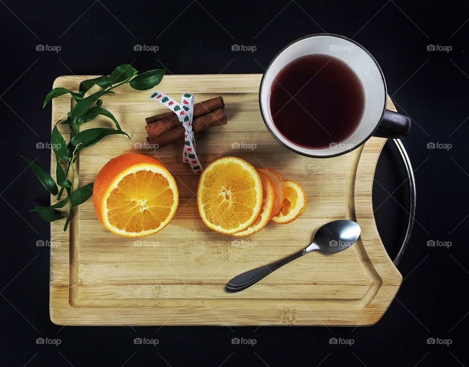 Hot Tea and sweet fruits