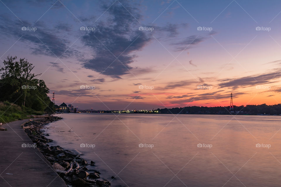 Sunset over the river 