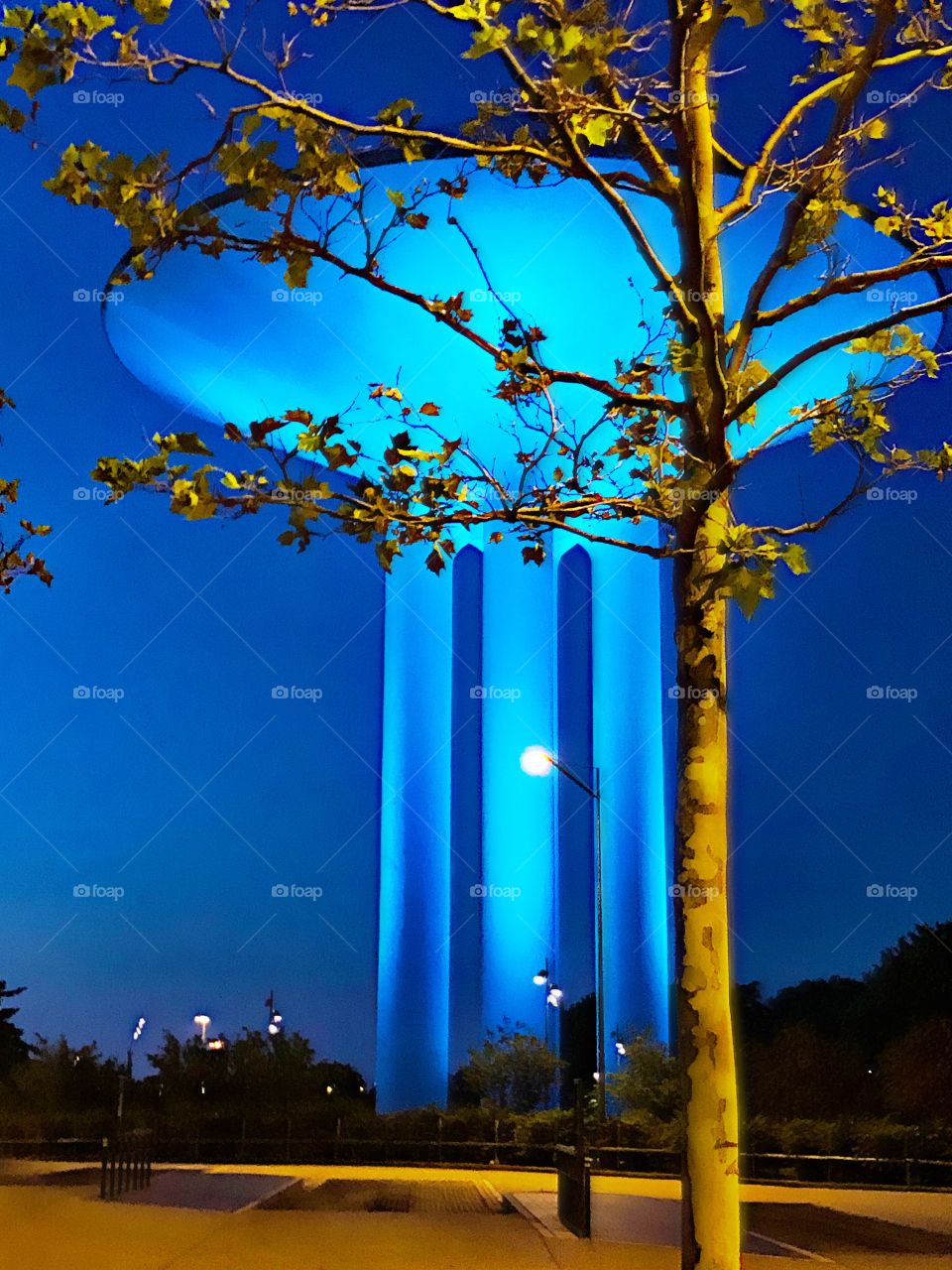 Blue Water tower in city! 