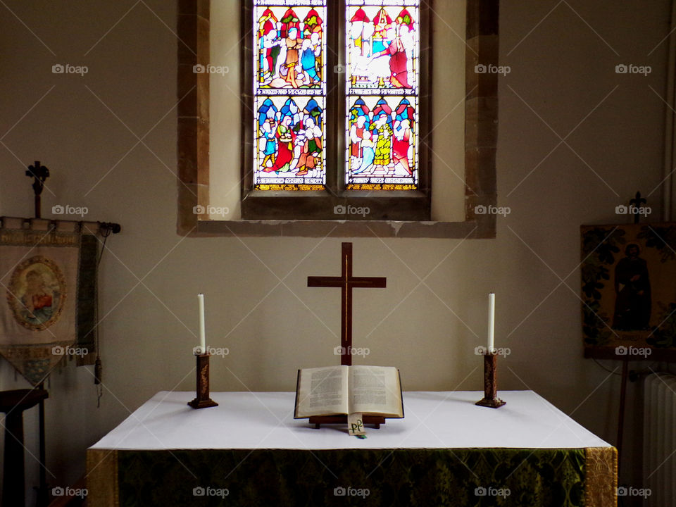 Simple altar in an english country church