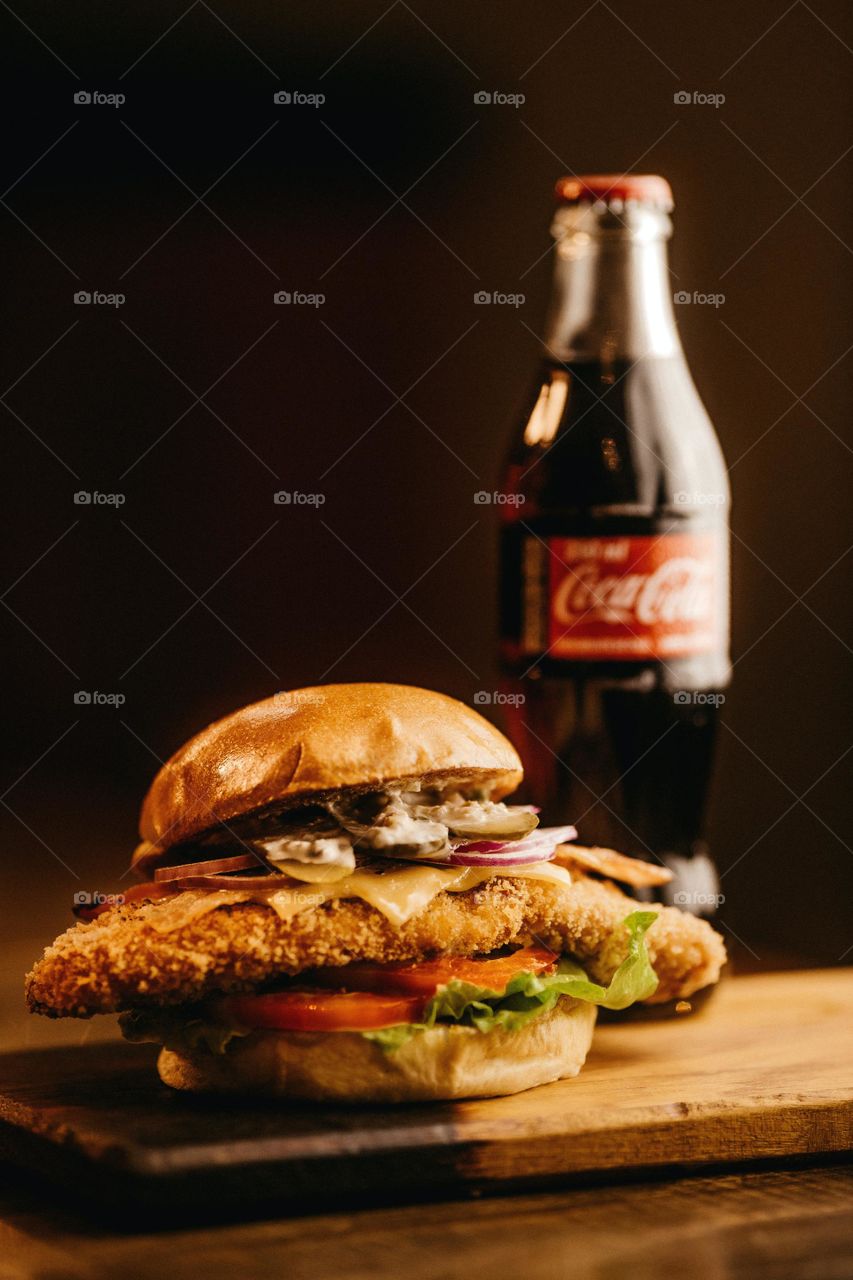 Coca Cola with burger