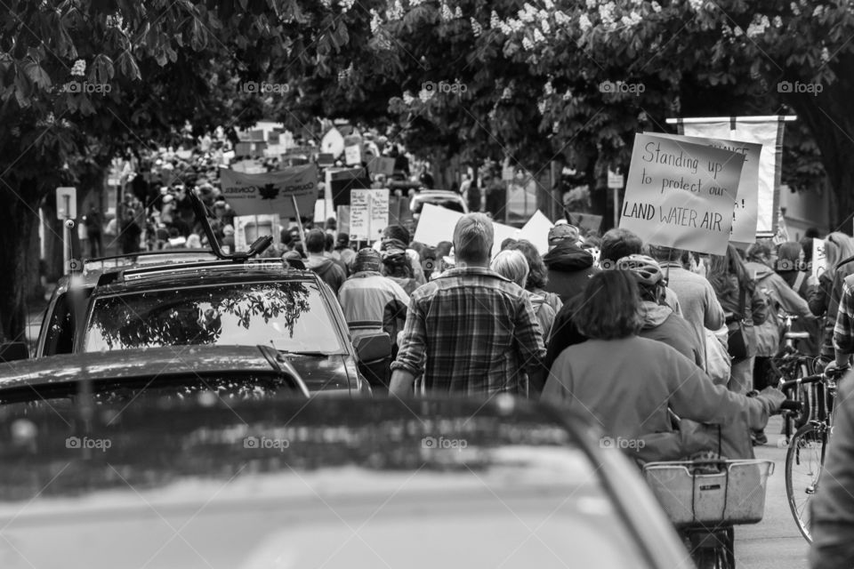 Protesters marching for their beliefs. 