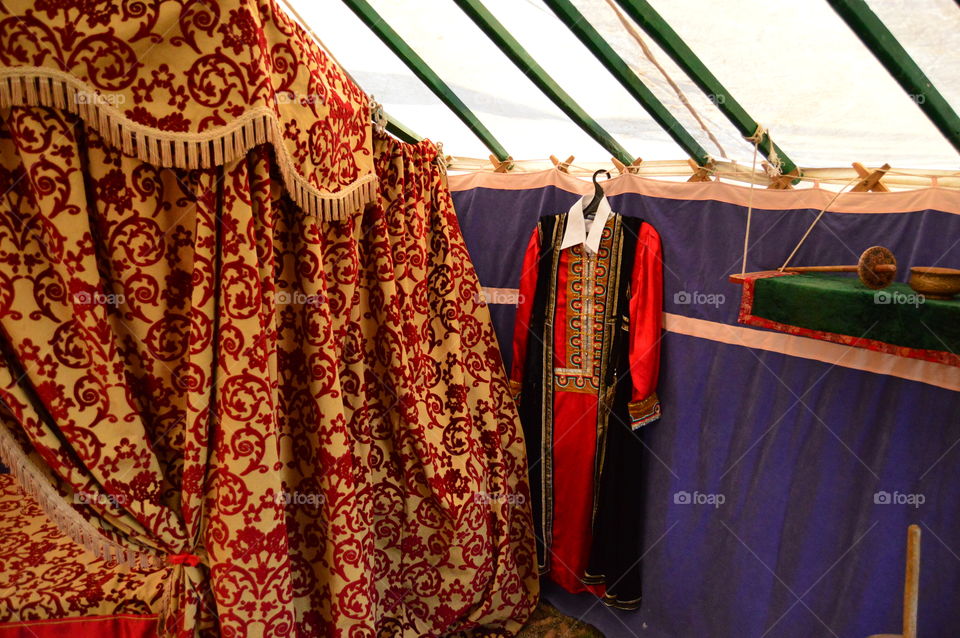 view inside the yurt. history of the people of Kalmykia