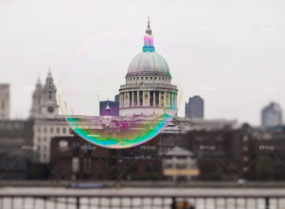St Paul's Cathedral through a bubble 