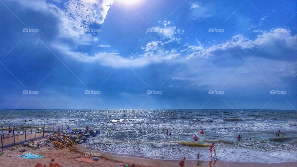 sea. Ukraine. Kirillovka. 2027. storm.  hdr. beach. pier.