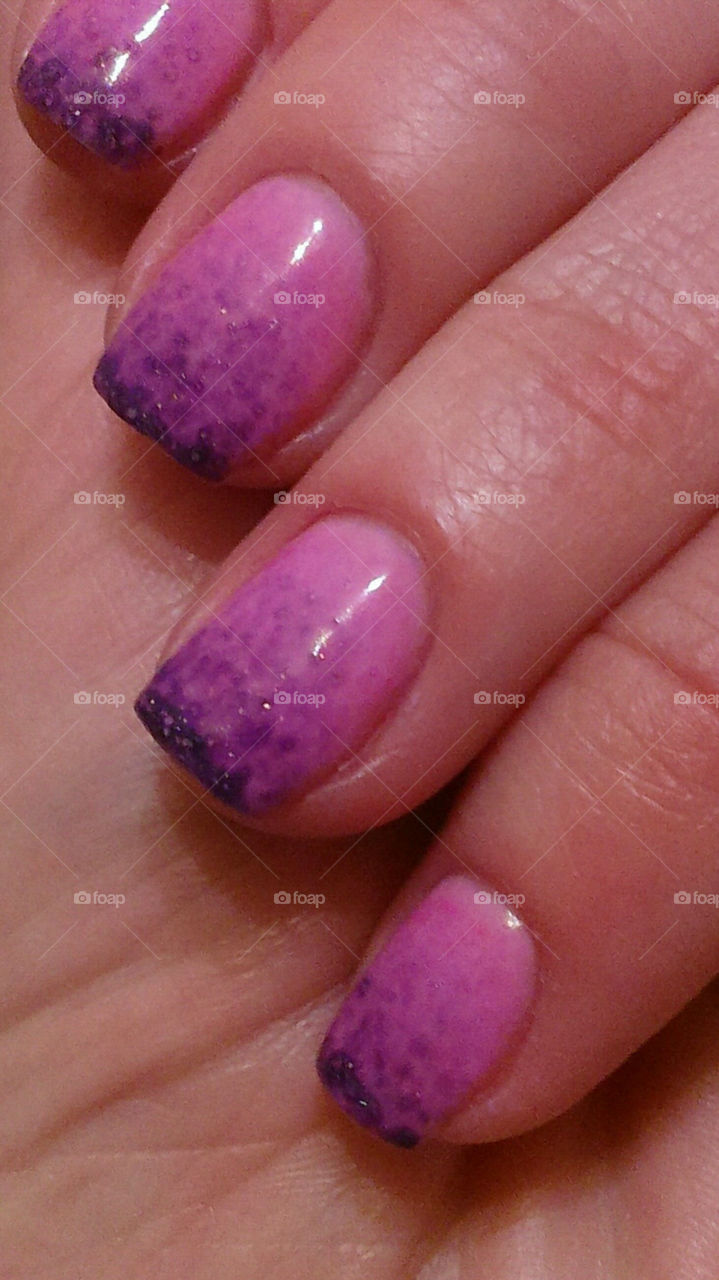 Pink nails closeup