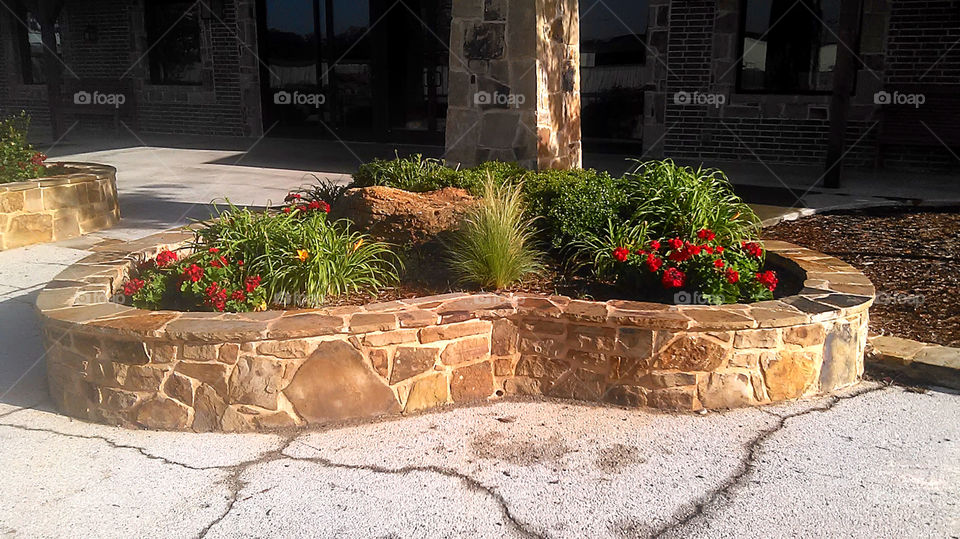 Texas flower bed. this is a flower bed in front of a church