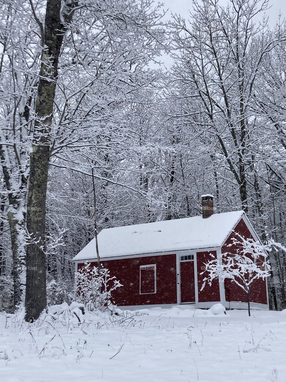 New England Schoolhouse Winter snow woods New Hampshire Vermont Maine 