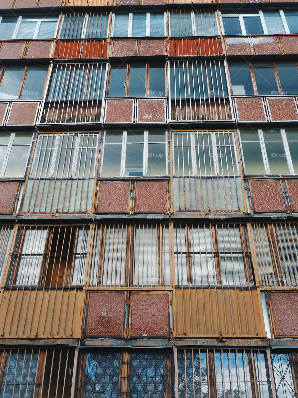 windows and balconies of an apartment house in the city of Kiev, Ukraine