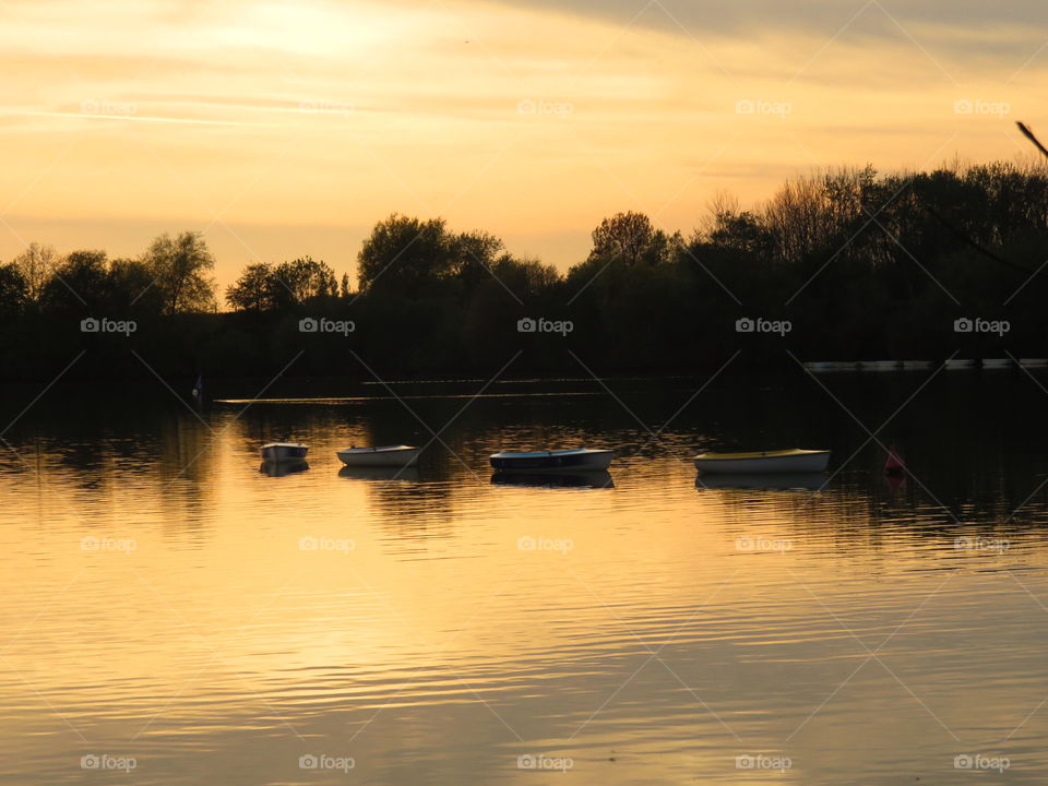 sunset on lake