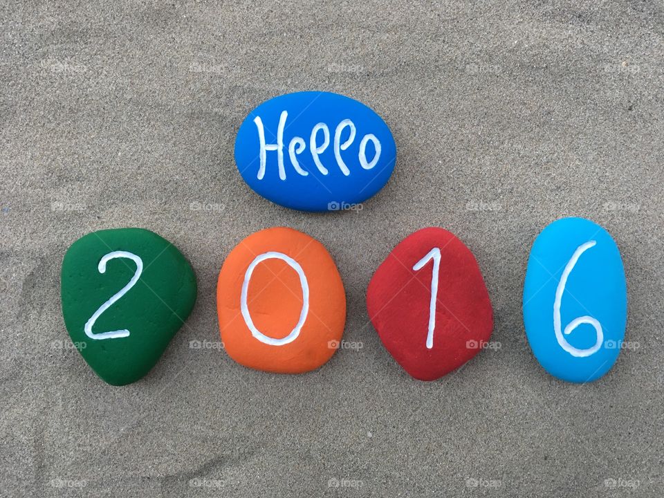 Hello 2016 on colored stones 