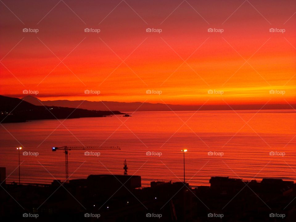 Red sunset on Las Palmas de Gran Canaria