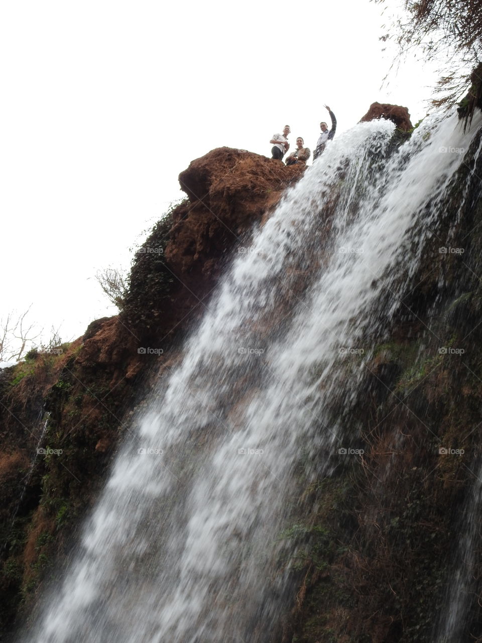 Low angle view of waterfall