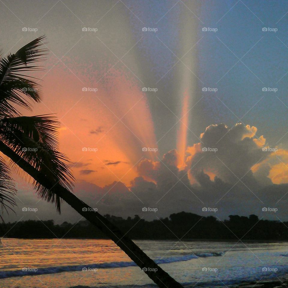 sunset on Caribbean beach