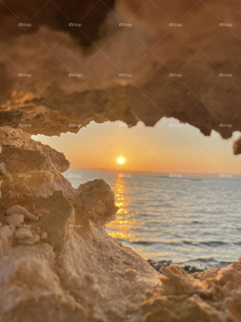 View through the hole in the rock