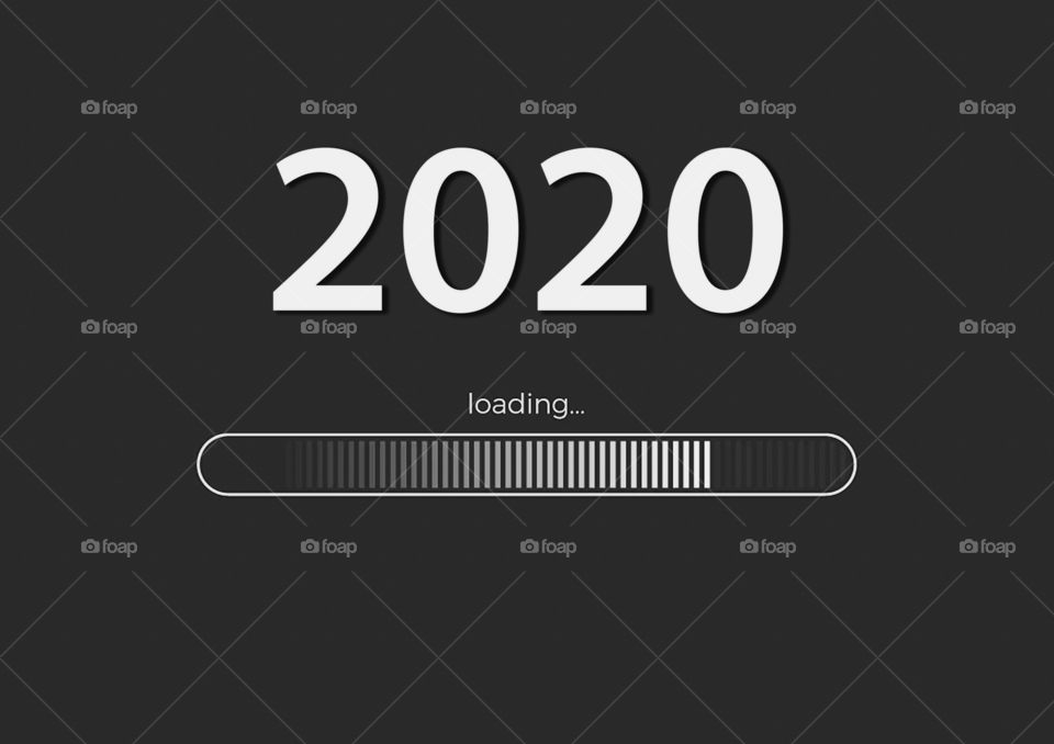 Text - 2020 loading and loading bar on gray background, concept for New Year Background, your Seasonal Flyers, banner, sticker, and Greetings Card