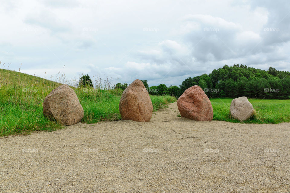 Stones on road