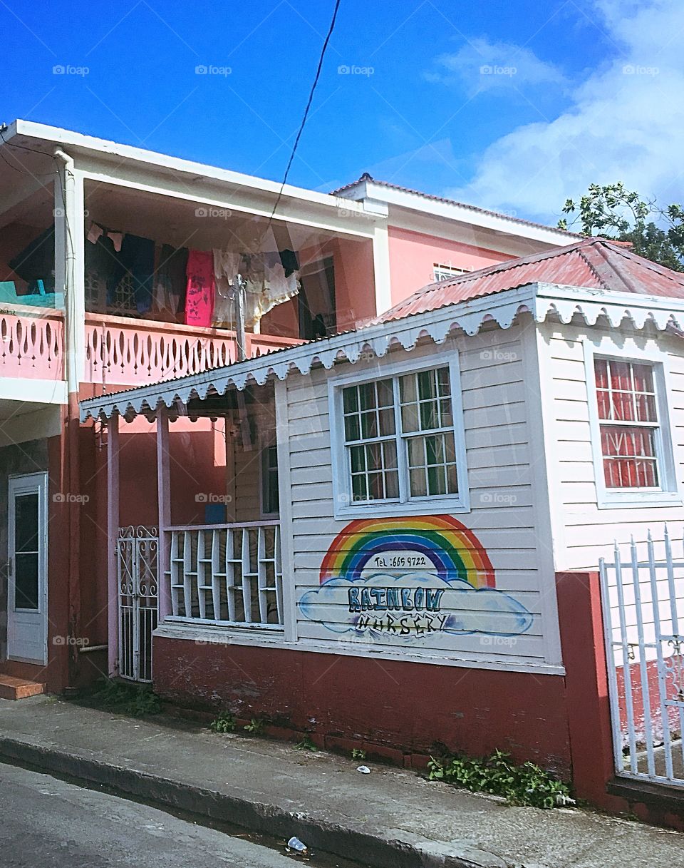 Daycare in St. Kitts called the Rainbow Nursery.  Cheery and inviting, colorful and welcoming.  