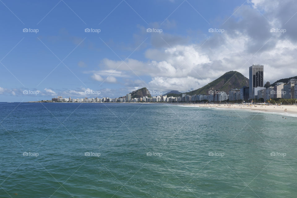 Leme beach and Copacabana beach in Rio de Janeiro Brazil.